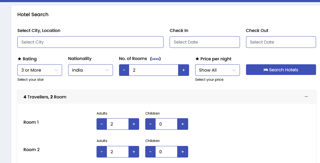 FareFix hotel search
